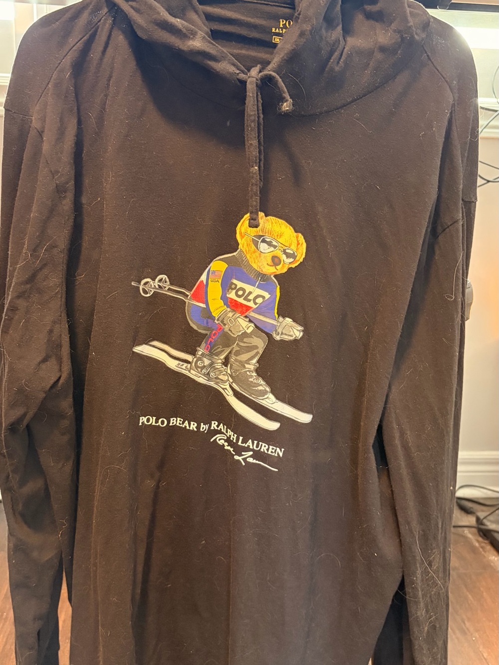 Polo by Ralph Lauren Black Crewneck Sweater with Ski Bear Graphic